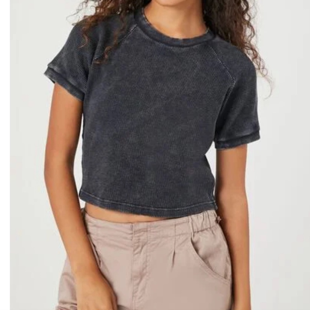 Waffle Knits Cropped Tee